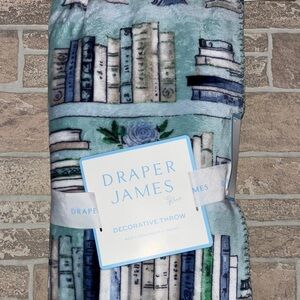 Viral Draper James Blue and Teal Book-Pattern Throw Blanket